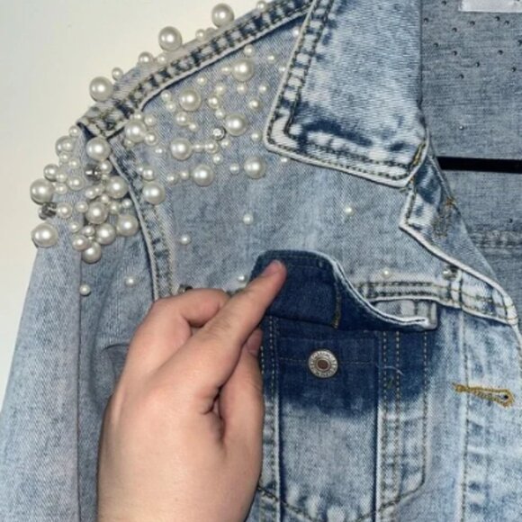 Heirloom Bridal Company Beaded Name Jacket - Blue Denim, “Wifey” Embroidery - Picture 3 of 7